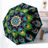 1PC Peacock Feather Mandala Automatic 8-Bone Folding Umbrella - Durable Polyester & Iron Frame,Userfriendly Operation y250929127