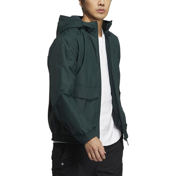 adidas Однотонная мужская куртка с капюшоном на флисовой подкладке с логотипом, верхняя одежда, зеленая HN9036