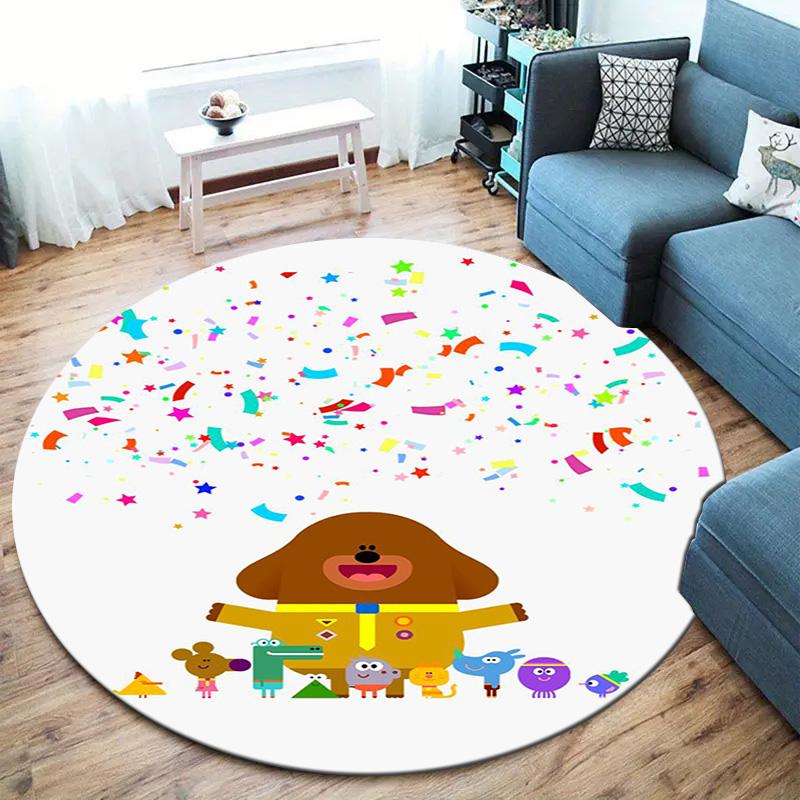Hey Duggee Round Area Rug,Carpet Rug for Living Room Bedroom Sofa Playroom Decor,Non-slip Floor Mat