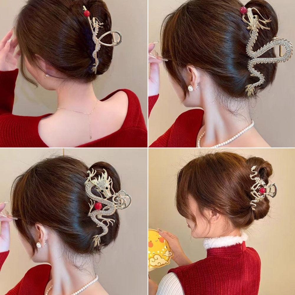 With Pearl Hair Comb Dragon Shaped Rhinestone Hairpin New Shark Clip Hair Accessories