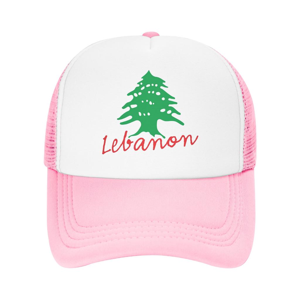 Lebanon Name with Lebanese Flag Cedar Tree Design Mesh Baseball Cap Unisex Casual Trucker Hat Hats Adjustable Summer Trucker Hat
