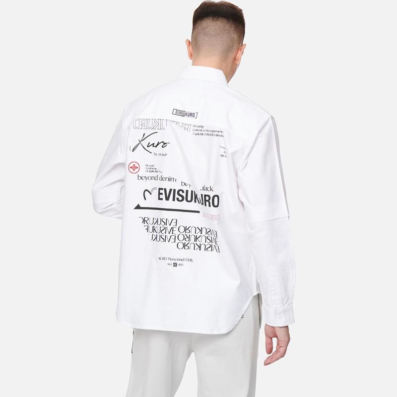 Evisu Мужская рубашка с длинным рукавом и принтом логотипа чайки 2ESGNM3SL267RXCT