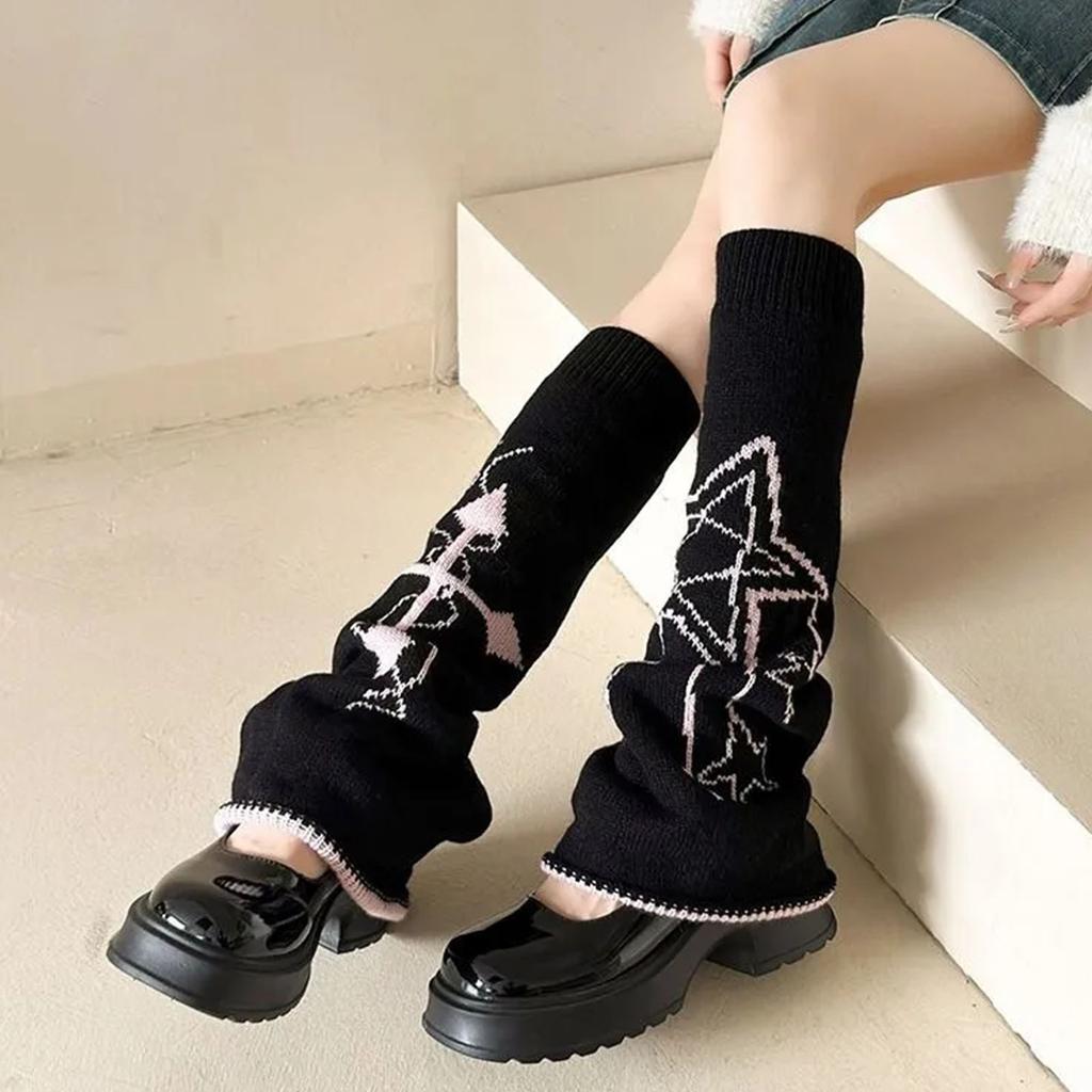 Cowboy Leg Cover Thin Black Pile Socks Paired With Small Leather Shoes And Mid Tube Socks For Women