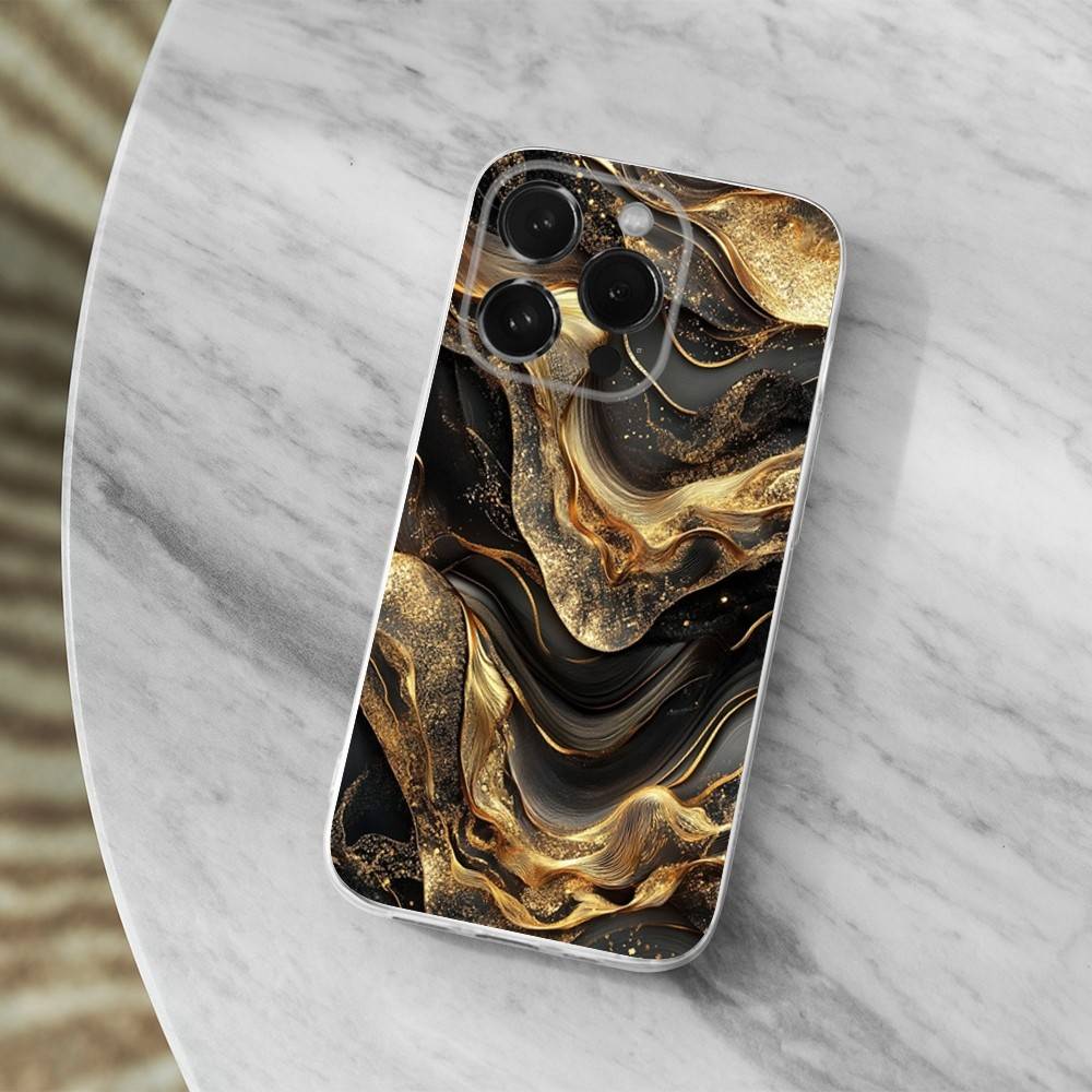 Черный Золотой Художественный Мрамор Для iPhone 12, Mini, 16, X, 17, Plus, 11, Max, 13, XR, 15, Pro, 14, SE, XS, Прозрачный Мягкий Чехол