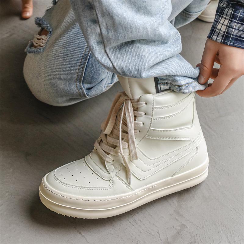 Men's High-Top Trendy Fashion Sneakers - Autumn European and American Style Thick-Soled Heightening Short Boots