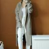 Women Winter Sweater Coat Knitted Thick Hooded Long Sleeve Mid-calf Length Loose Cardiagn Open Stitch Solid Color Soft Oversized Midi Autumn Jacket