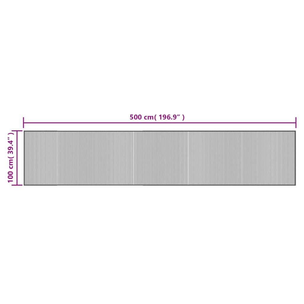 Rectangular Rug Black 100 x 500 cm Bamboo