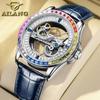 AILANG новые автоматические механические часы с полным скелетоном, мужские часы с цветными бриллиантами, мужские часы, водонепроницаемые