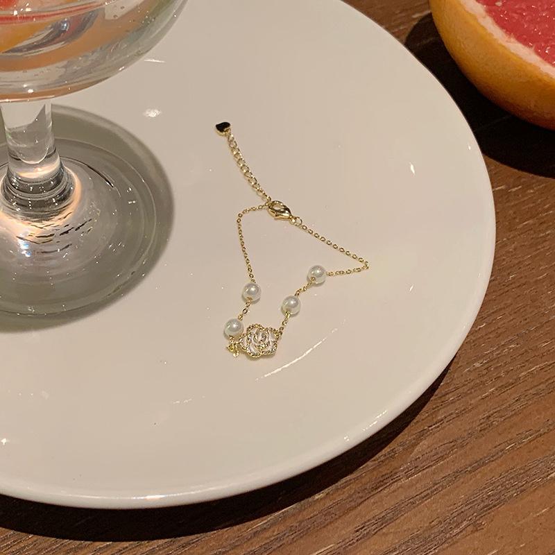 Элегантный браслет из жемчуга и камелии для женщин и девушек, цепочка, ювелирные изделия для вечеринки, подарок