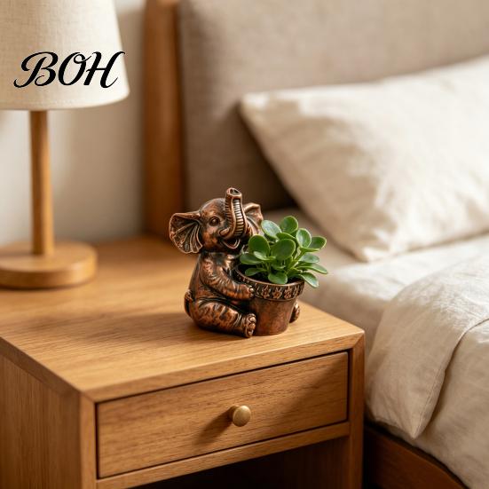 Weatherproof Planter Cute Elephant Planter, Small Animal Flower Pot, Indoor Outdoor Cactus Air Plant Holder for Home Office Desktop Decor Waterproof