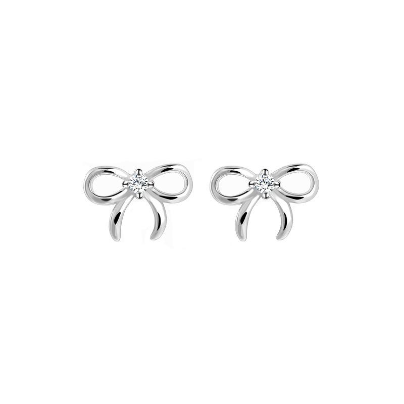 Minimalist Bow Stud Earrings for Women, Elegant Luxe Zircon Ear Jewelry, Versatile Fall Winter Dainty Earrings