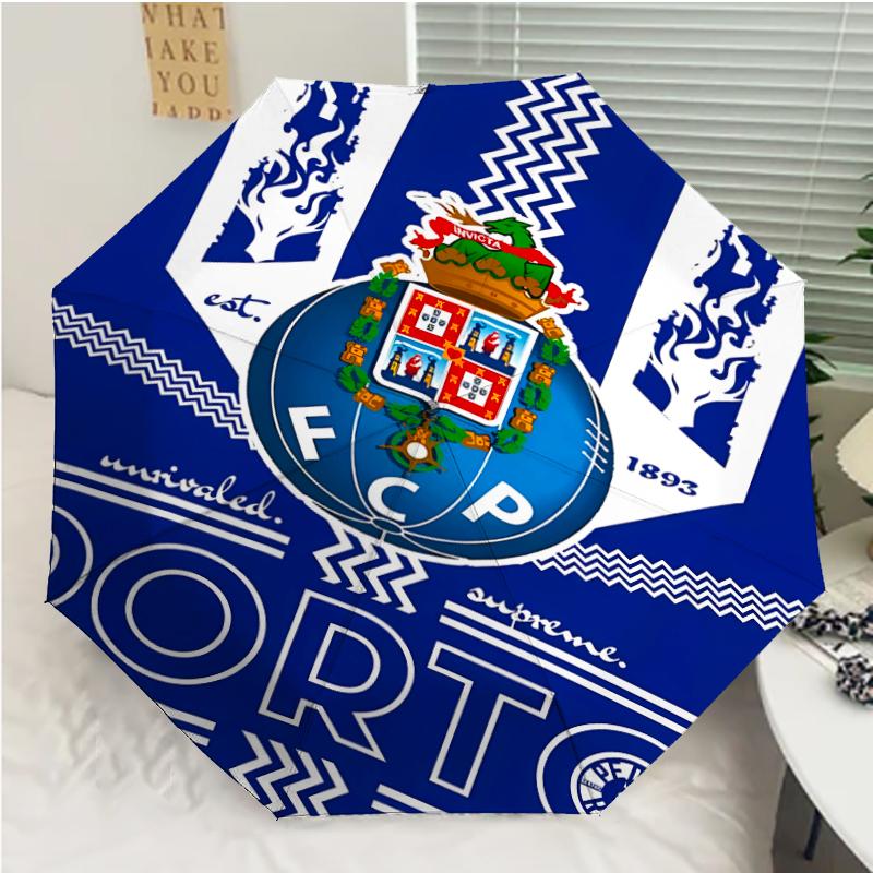 Автоматический зонт с принтом логотипа FC Porto, 8 спиц, железный каркас, пластиковая ручка, подходит для путешествий на открытом воздухе и на каждый день, идеальный подарок