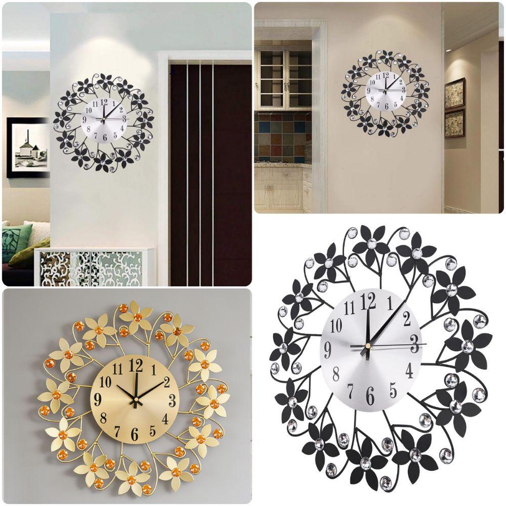 Quartz Movement Silent Wall Clock Metal Frame Wall-mounted Clock Fashion Decorative Clock Kitchen