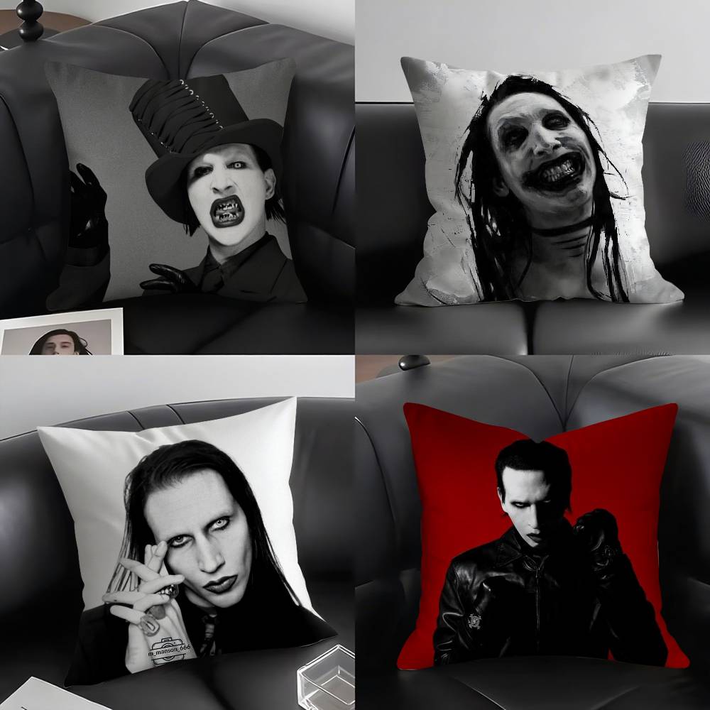 Наволочка M-Marilyn M-Manson Домашняя Подушка для Спинки Стула в Общежитии Короткий Плюш Двусторонний Принт Офисная Подушка для Сна