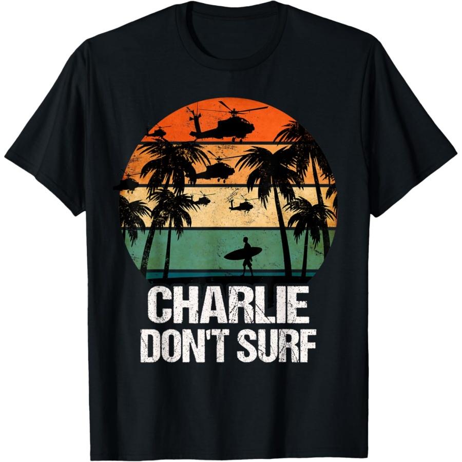 Футболка Charlie Dont Surf Вертолет Пляж Вьетнам Футболка для серфера
