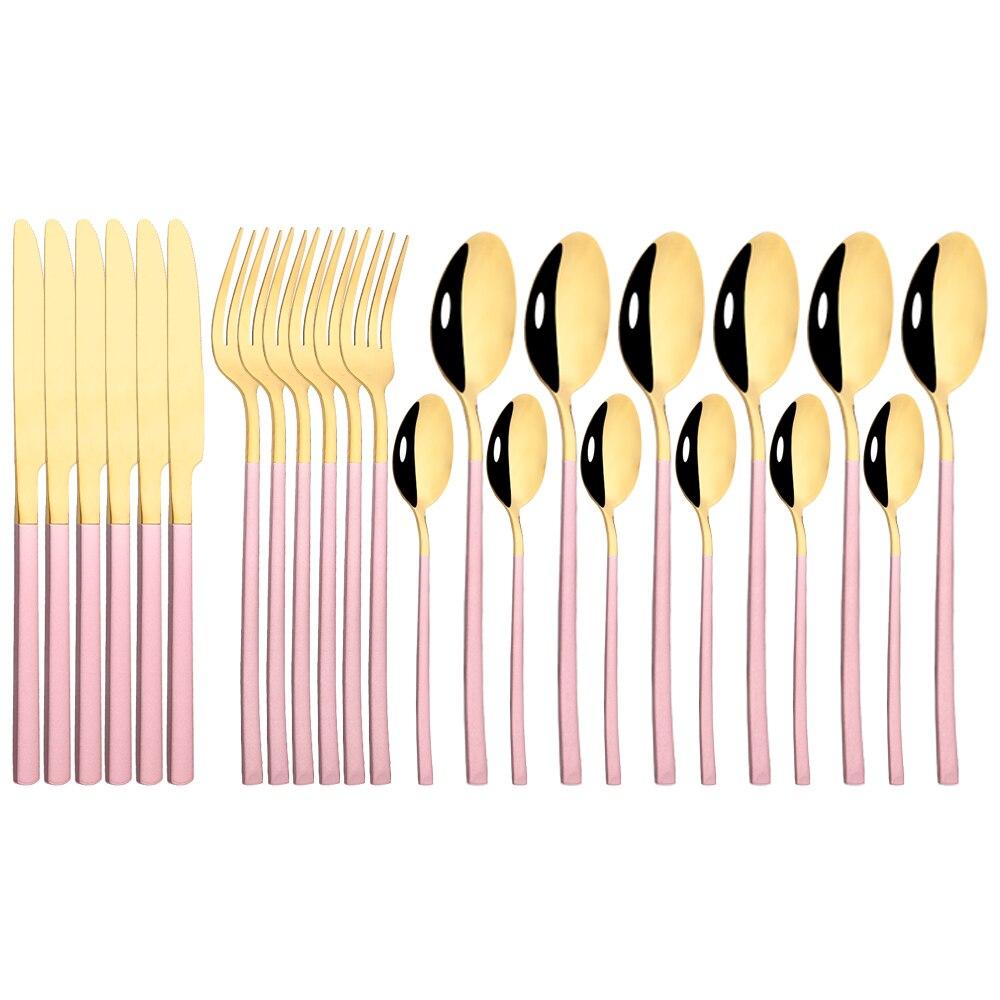 24 шт., черный набор столовых приборов, нож, вилка, ложка, набор столовой посуды, зеркало из нержавеющей стали, чайные ложки, столовые приборы, набор столового серебра