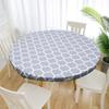 Elastic Edged Vinyl Fitted Tablecloth Flannel Backed & Elastic Edge Oil Table Cover Table Protector 35''-43"/43"-55'' Diameter