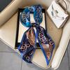 Spring, Autumn and Summer Silk Scarf Small Long Thin Decorative Shirt Bevel Scarf Thin Narrow Neck Protection Fashion Korean Scarf