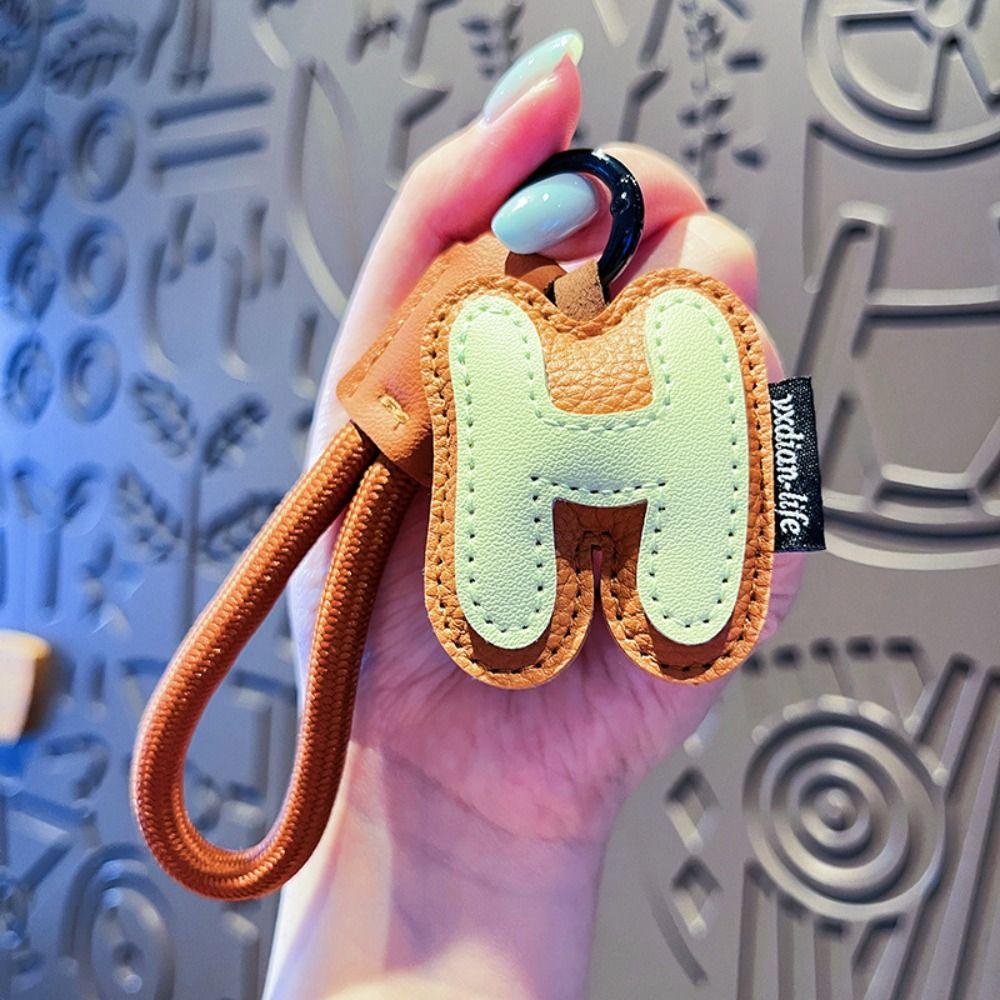 PU Leather 26 Letter Keychain Sweet Lucky Letter Pendant Stylish Alphabet Key Holder Girl