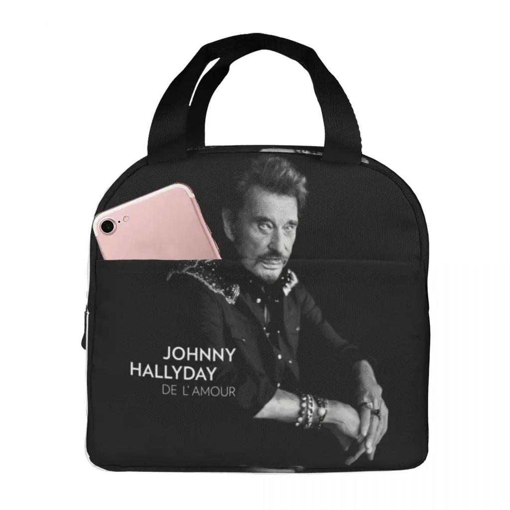 Johnny Hallyday Lunch Bags Portable Insulated Oxford Cooler France Mucisian Thermal Picnic Work Lunch Box for Women Girl