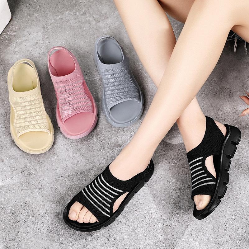 Shoes Women's Summer New Hollow Fish Mouth Women's Sandals Polyurethane Soft Sole Comfortable Mother Shoes Women's Shoes