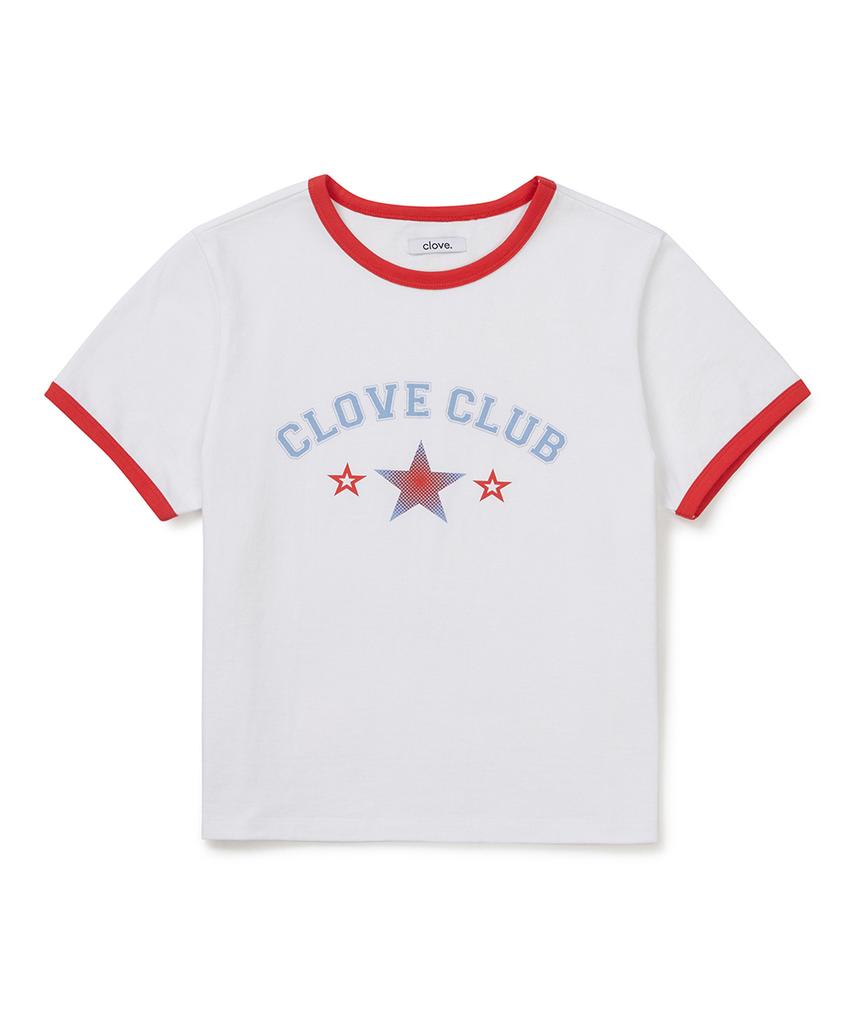 CLOVE [26Sm Clove] Star Logo Ringer T-Shirt (White)