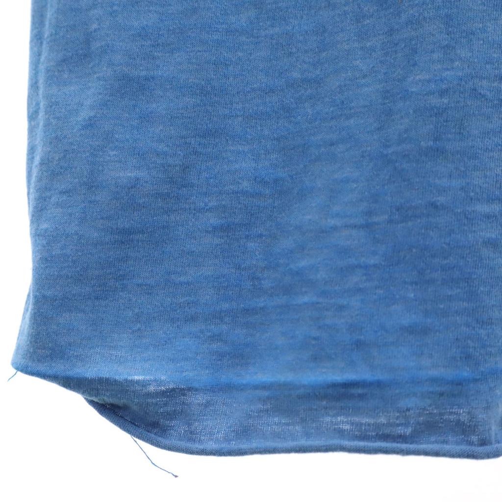 70-е 80-е винтажная футболка с коротким рукавом синяя одинарная строчка мужская б/у