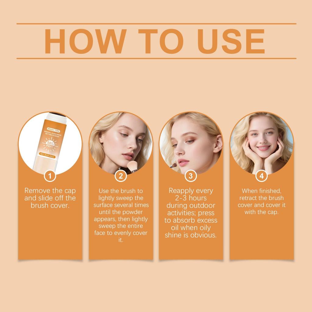 Солнцезащитная фиксирующая пудра, кисть для макияжа лица, подходит для всех тонов кожи, легкая фиксирующая пудра