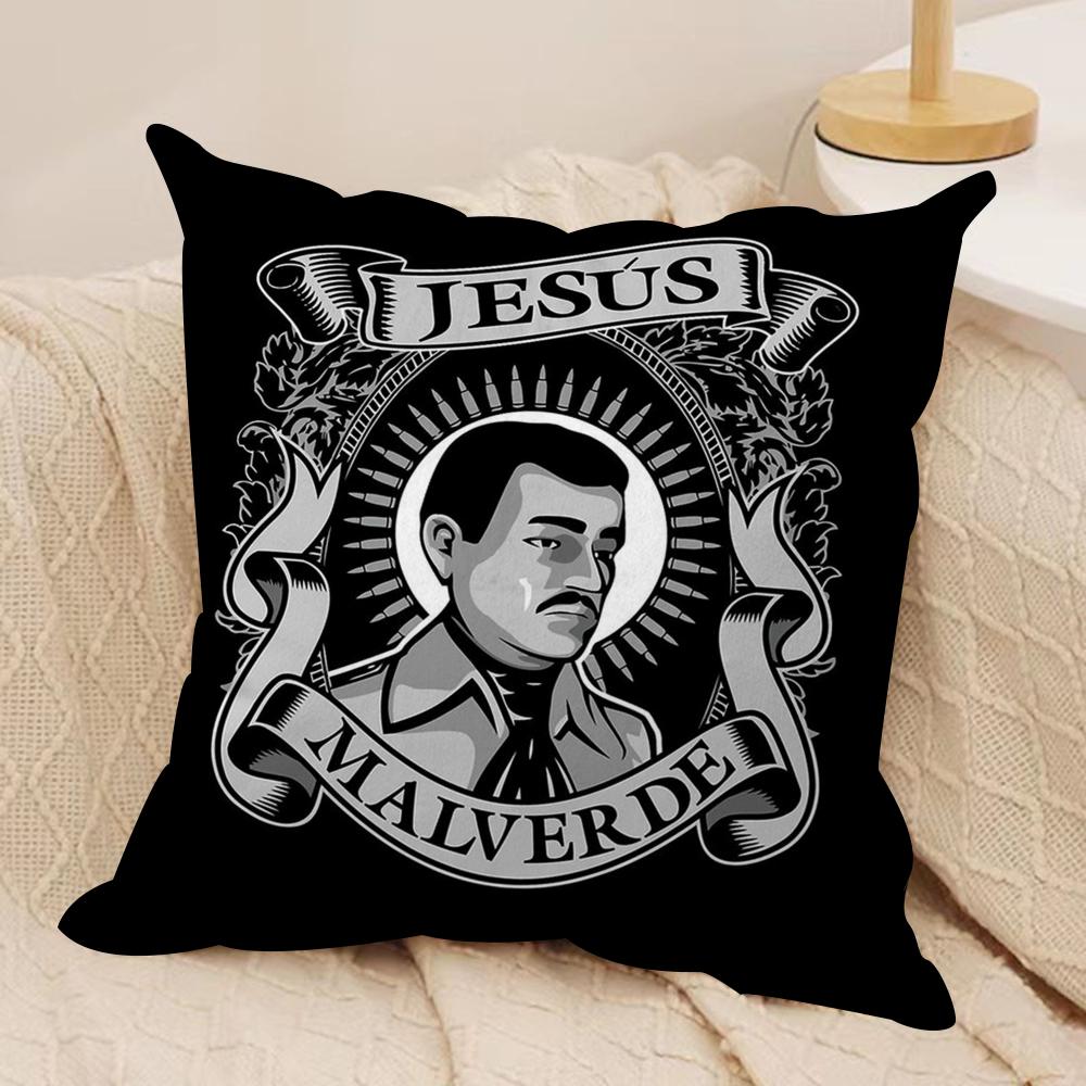 Чехол на подушку J-Jesus Malverde Мягкая плюшевая ткань Двусторонний печатный чехол на диванную подушку для всех сезонов Домашний декор Подарок