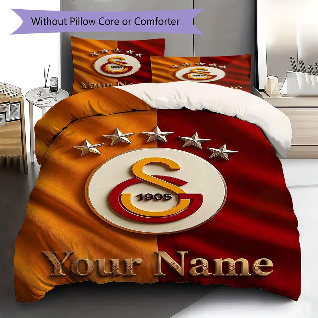 Galatasaray S Custom Name Pattern Bedding,Quilt Set Quilt Cover Pillowcase Home Birthday Gift(1 * duvet cover + 2 * pillowcase, without core)