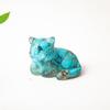 Мини-фигурка кошки, изделие из смолы, декор для дома, офисного стола, с натуральным кристаллом, для подарка