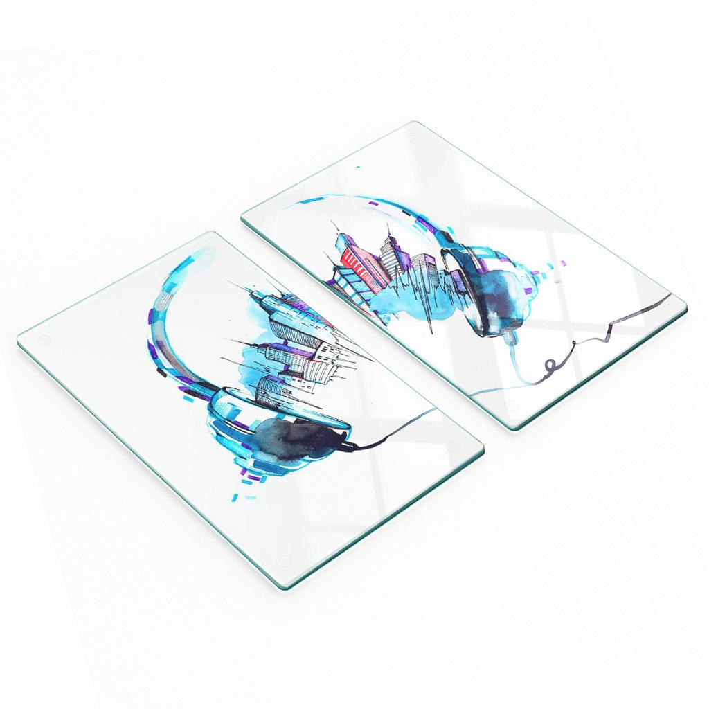 Glass Kitchen Chopping Boards with City Whispers Graphic 2x30x52 cm