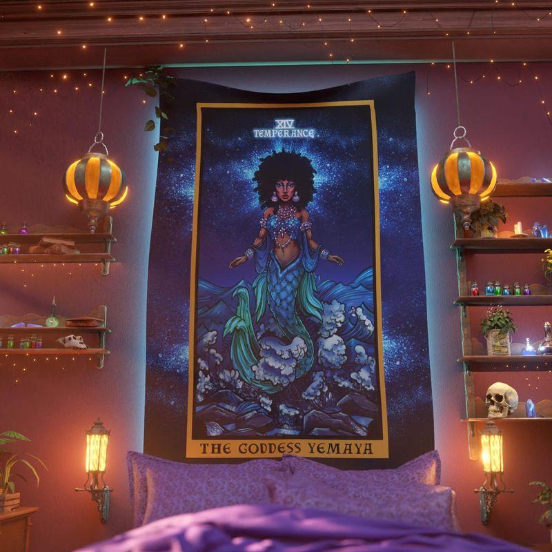 Moregan Tarot Tapestry Gothic Witch Crow Moon Wall Hanging Mysterious Fortune Telling Art Home Decor