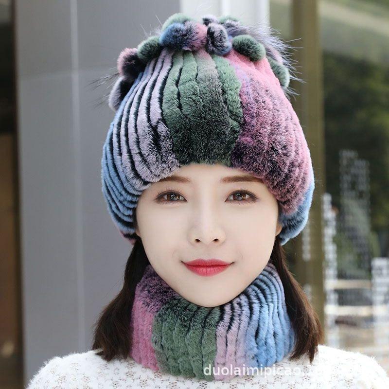 New Women's Warm Hats Warm Knit Hats for Fall and Winter Versatile Faux Fur Hats
