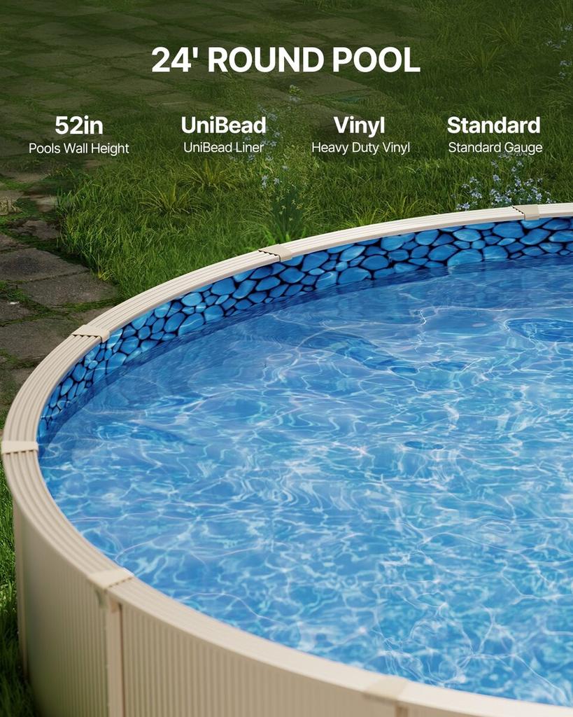 Round Pool Liner 24ft Unibead Style Pool Liner 52in Wall Height