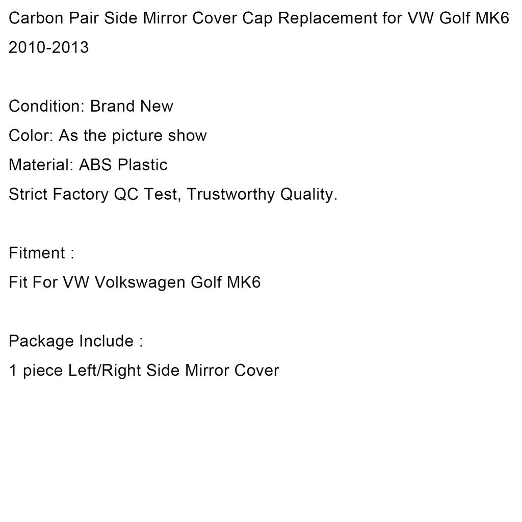 Пара карбоновых накладок на боковые зеркала, замена для VW Golf MK6 2010-2013
