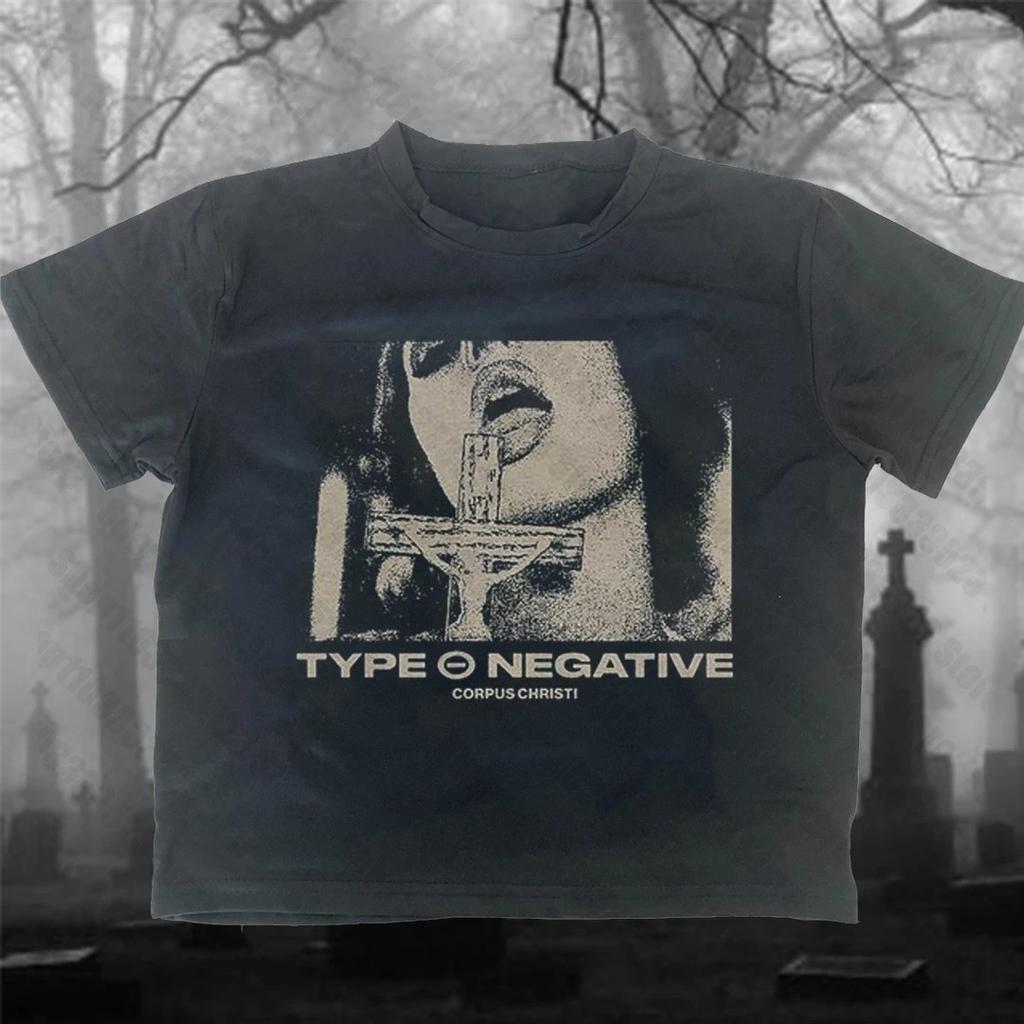 Графический укороченный топ O Negative Y2K Готический Гранж Футболка с логотипом группы Женский Черный S-XXL