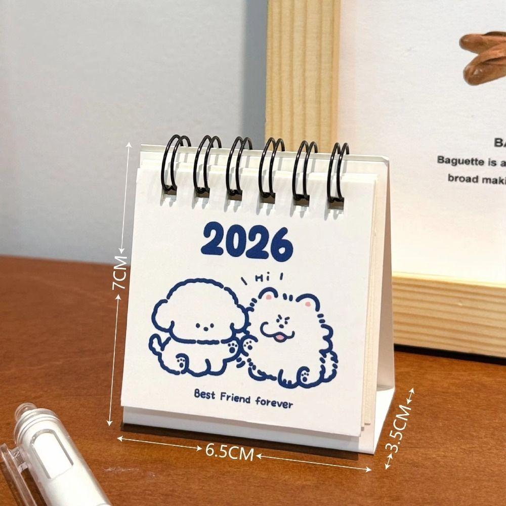 Mini 2026 Desk Calendar Portable Cartoon Monthly Planner Calendar Plan Book Desktop Ornaments