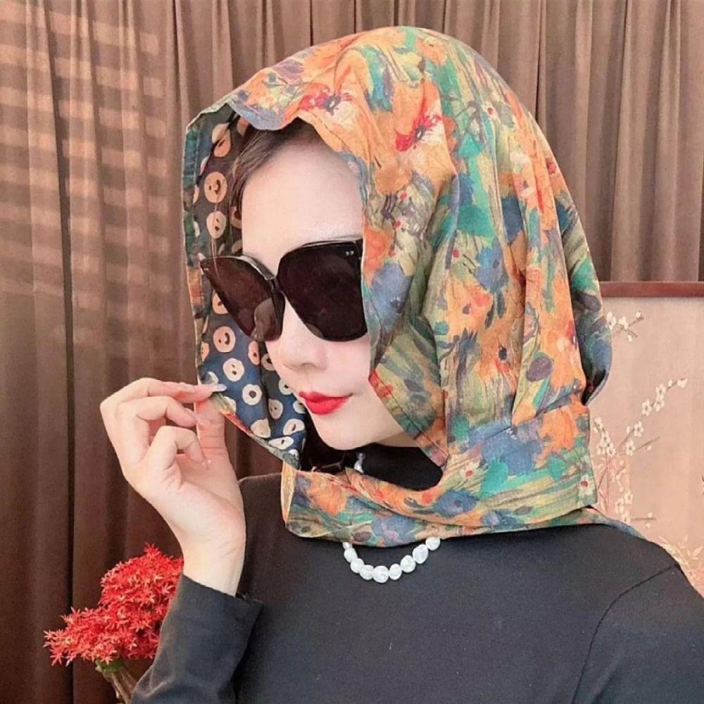 Breathable Hijab Cap Sun-Resistant Scarves Cap New Fashion Baotou Hat Spring Summer