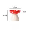 6 Inch Mushroom Ceramic Elevated Cat Bowl Raised Food Water Bowl Beard‑Friendly Inclined Dish Flat‑Faced Kitten Supplies