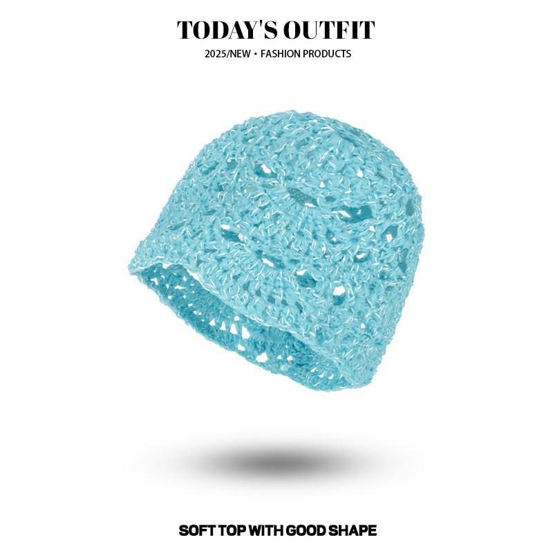 Spring and summer hand-woven hollow bald hat women's crochet ethnic style fringed pullover hat bohemian style knitted