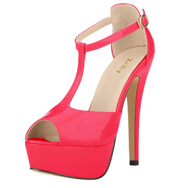 Женские босоножки на платформе с высоким каблуком, сексуальные туфли с открытым носком и ремешком на щиколотке, туфли-лодочки с Т-образным ремешком, свадебные туфли