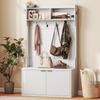 4-in-1 Coat Rack and Shoe Storage with Open Shelf, 100x38x172cm, White