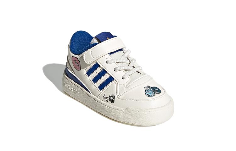 adidas Оригинальные FORUM Low El I Кожаные Низкие Детские Кроссовки Бело-Синие Для Младенцев и Малышей FY2546