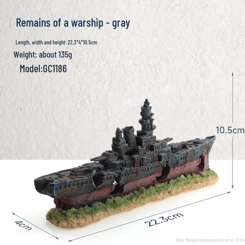 Декорация для аквариума в виде смоляного пиратского кораблекрушения с реалистичной детализацией