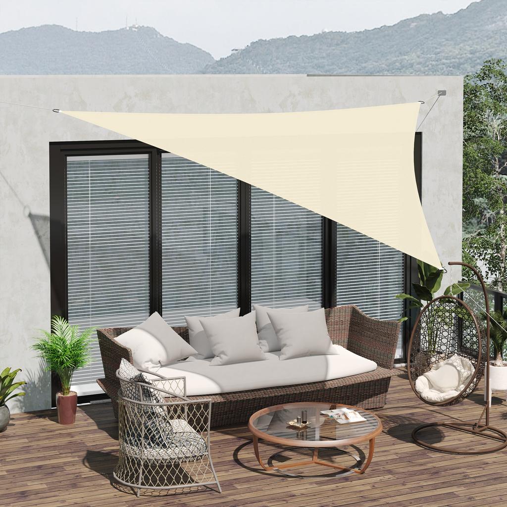 Large Triangular Shade Sail 3 X 3 X 3 M High Density Polyethylene UV Resistant Cream Color