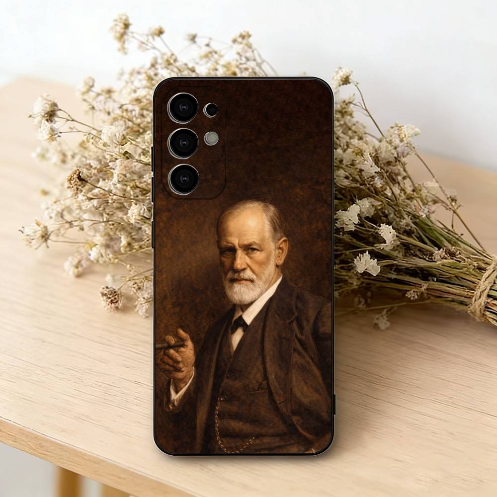 Sigmund Freud Psychoanalysis Phone Case Black Silicone Soft For Samsung S25,S24,S21,S22,S23,S30,Ultra,S20,Plus,Fe,Lite