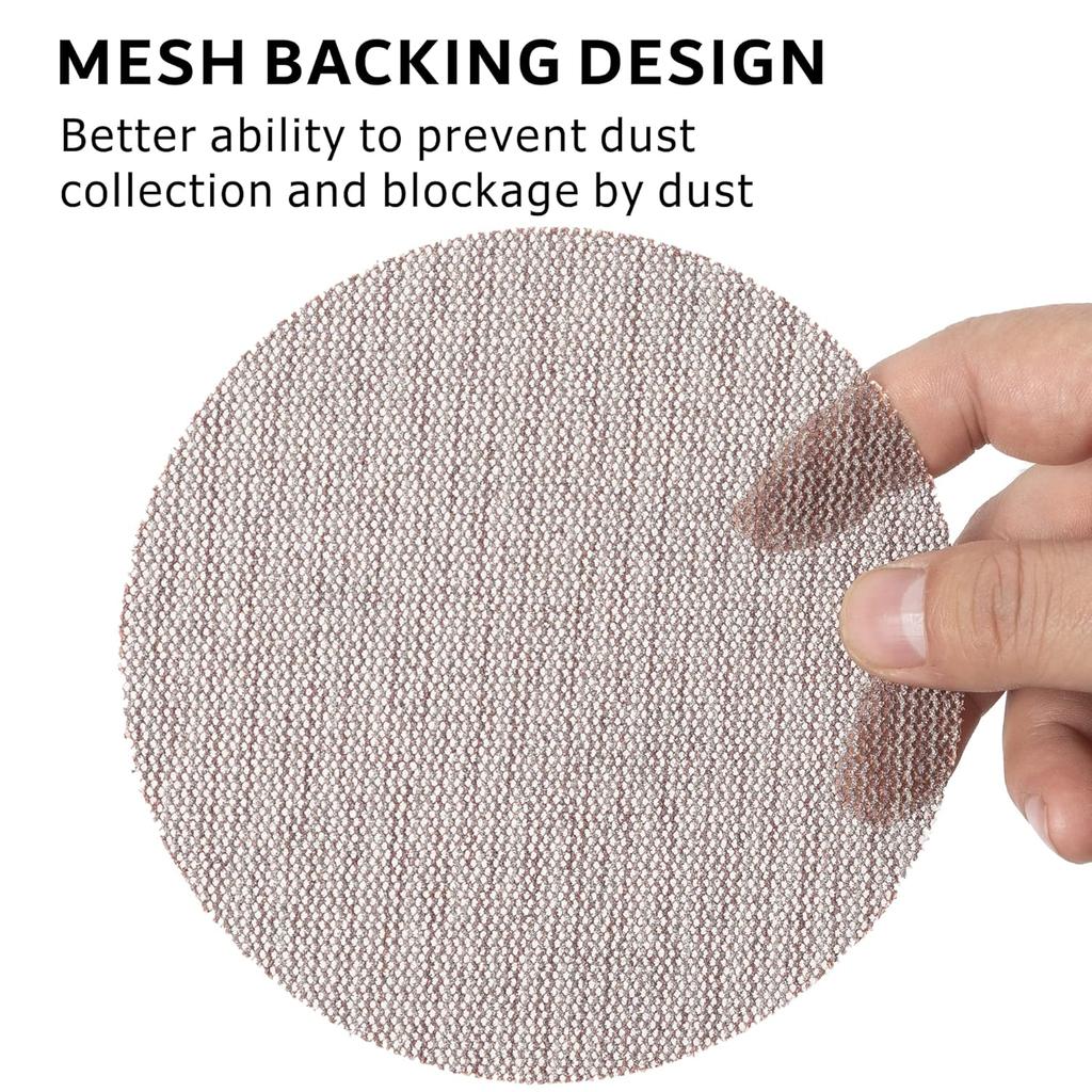 10Pcs 4/5/6/7inch Mesh Sanding Discs Hook&Loop Abrasive Dust Free Disc Anti-Blocking Sharp Grinding Sandpaper for Wood Furniture