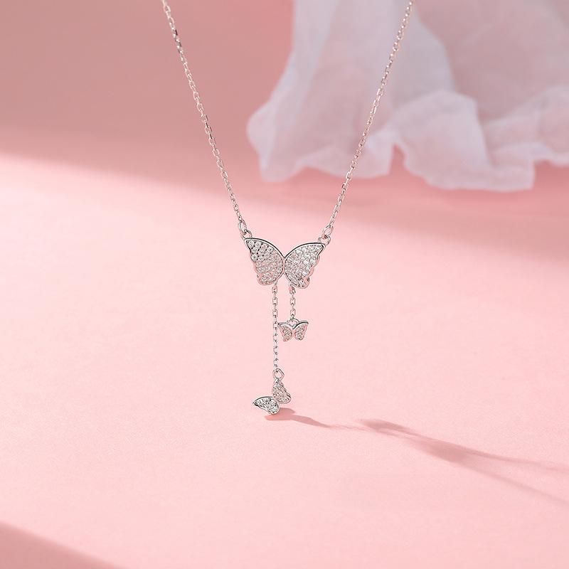 Изысканное женское ожерелье с кисточками в виде бабочки в универсальном стиле феи, легкая роскошь и высококачественная цепочка для воротника