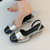 Fashion Square Toe Women Heeled Sandals Summer Woman Slippers Slingback 2025 Trend Dress Shallow Loafers Casual Soft Leather Sandalias